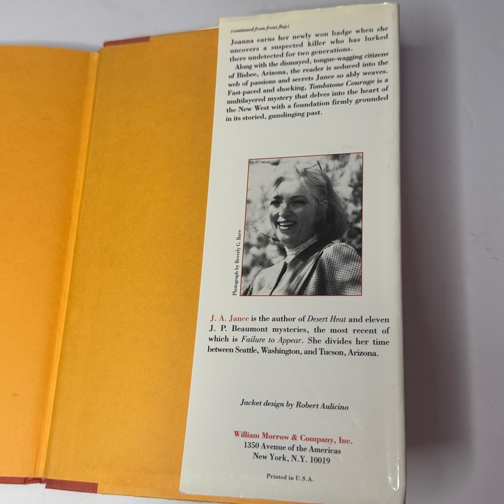 Tombstone Courage" by J.A. Jance Hardcover Novel, Book, 1994 - Picture 5 of 12
